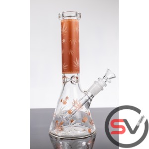 LEAF GLASS BEAKER WATER PIPE 10inch (GLOW IN DARK)
